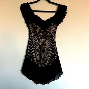 New black and nude mini dress
